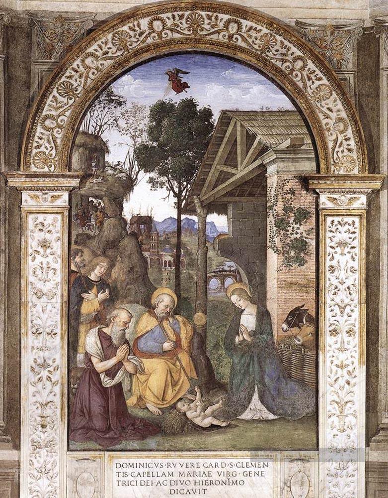 Adoration du Christ enfant Renaissance Pinturicchio Peintures à l'huile